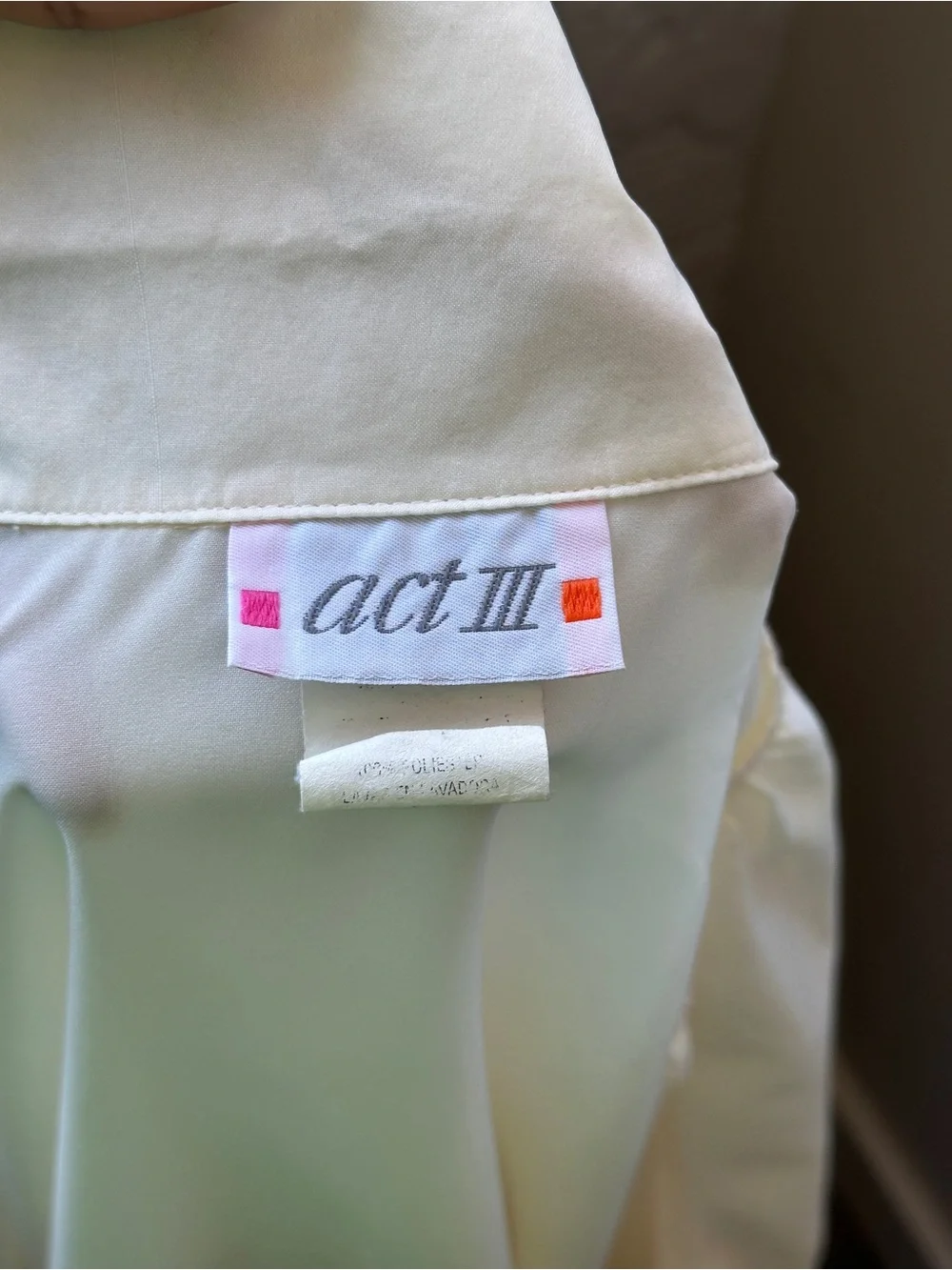Vintage ACT III Ivory Cottagecore Button Front Blouse Collared Long Sleeve 90s - Picture 10 of 12